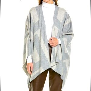 J. McLaughlin Sybil Poncho Shawl Light Heather Gray/Silver and Cream OS NWT